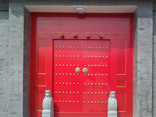 上思中国传统四合院系列朱红色中式木制大门木作